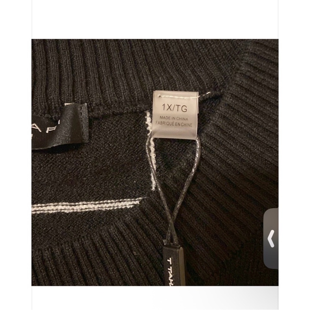 T Tahari Black and White Grid Sweater Women’s Size 1x - Picture 4 of 10